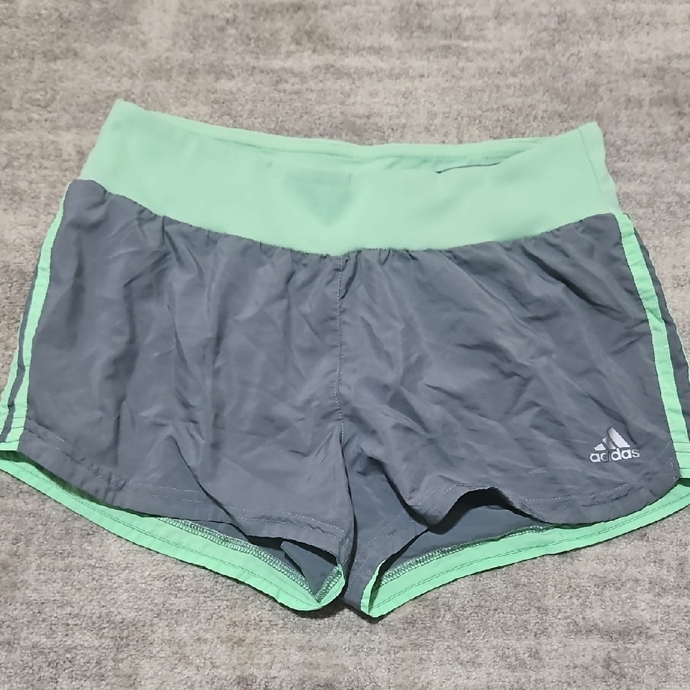 Adidas Women's Athletic Shorts in Gray and Mint